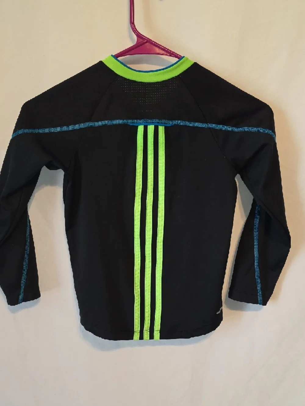 adidas Black Long-Sleeve Rashguard with Blue & Neon Green Logos
